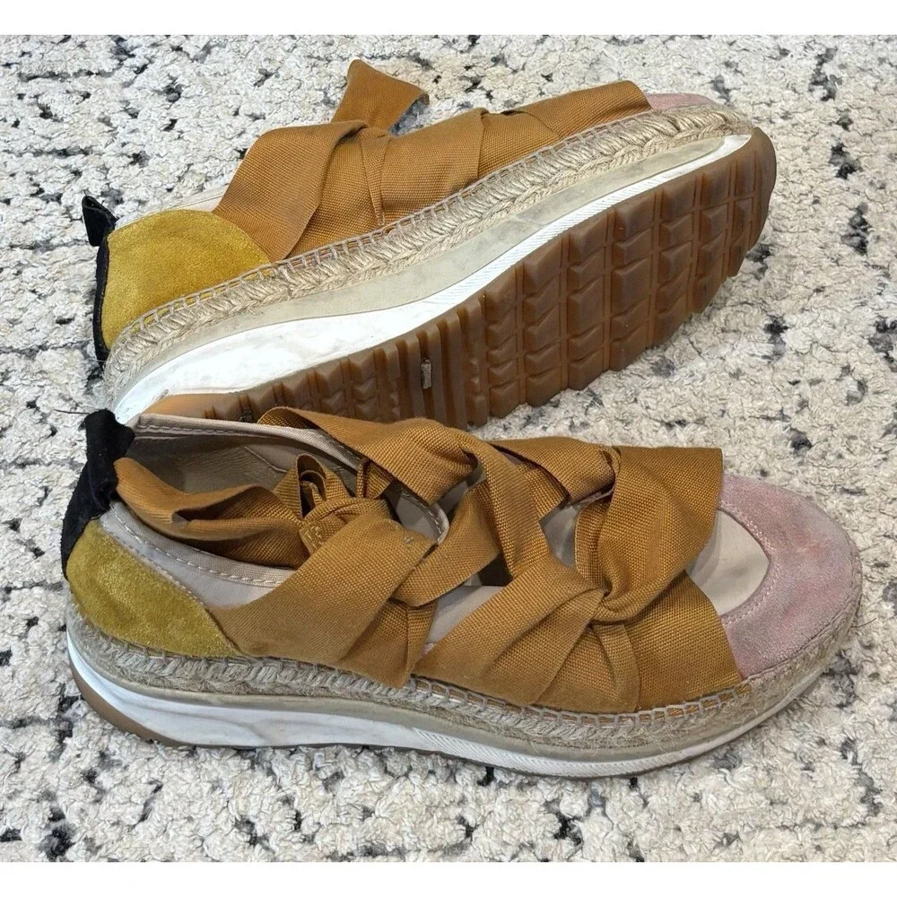 Free People Mustard Yellow and Blush Espadrille Sneakers